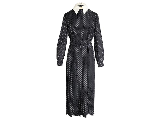 Gucci Polka Dot Midi Shirt Dress in Black Silk  ref.1015142