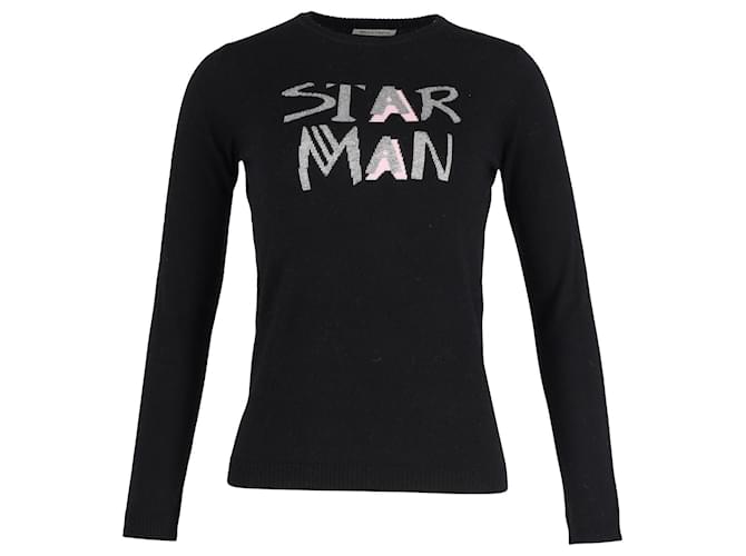 Suéter metálico Bella Freud Star Man em mistura de lã reciclada preta Preto  ref.1015153