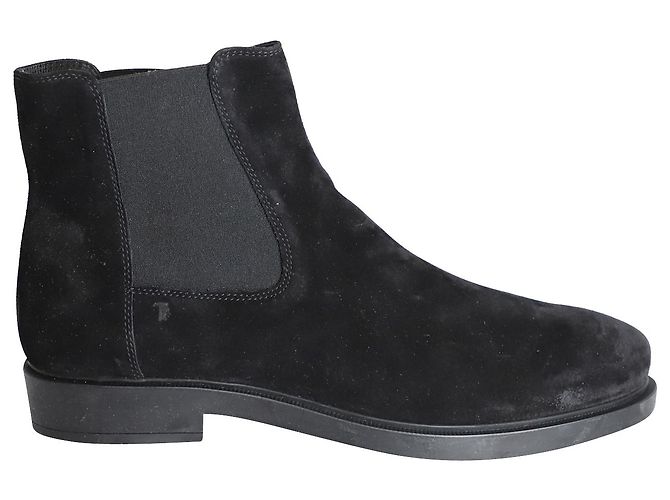 Tod's Pull On Ankle Boots in Black Suede
