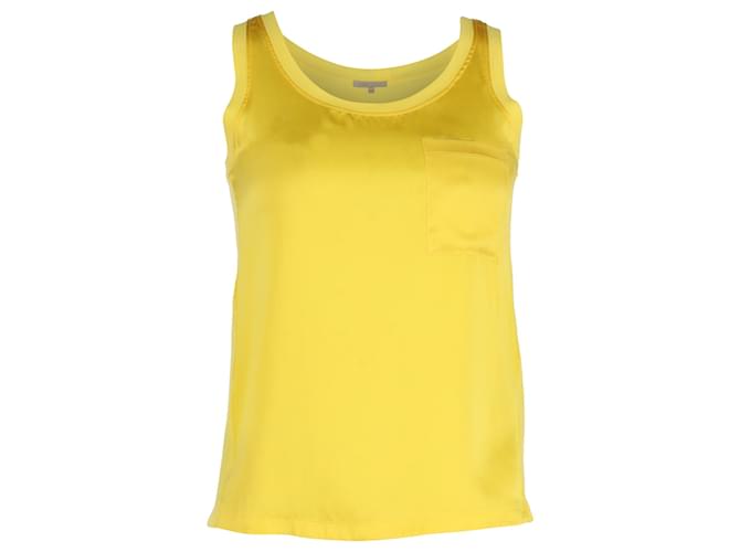 Camiseta sin mangas con bolsillo delantero Maje en seda amarilla Amarillo  ref.1015220