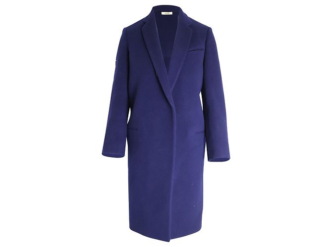Céline Celine Open-Front Coat in Blue Wool Navy blue