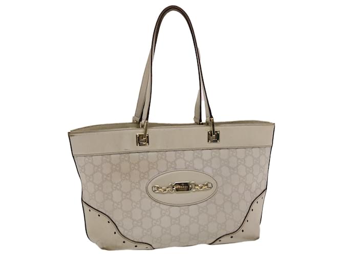 GUCCI Gucci Shima Tote Bag Leather White Auth 49072  ref.1015425