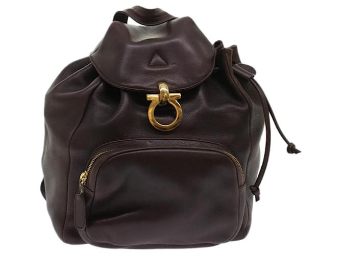 Salvatore Ferragamo Backpack Leather Dark Brown Auth 47714  ref.1015456