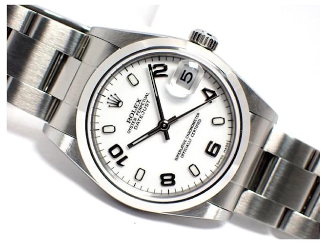 ROLEX Datejust white Arabic boys F series Genuine goods Mens Silvery Steel  ref.1015545