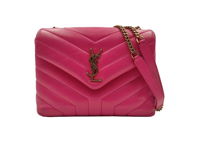 Saint Laurent Small Loulou Chain Bag in Pink