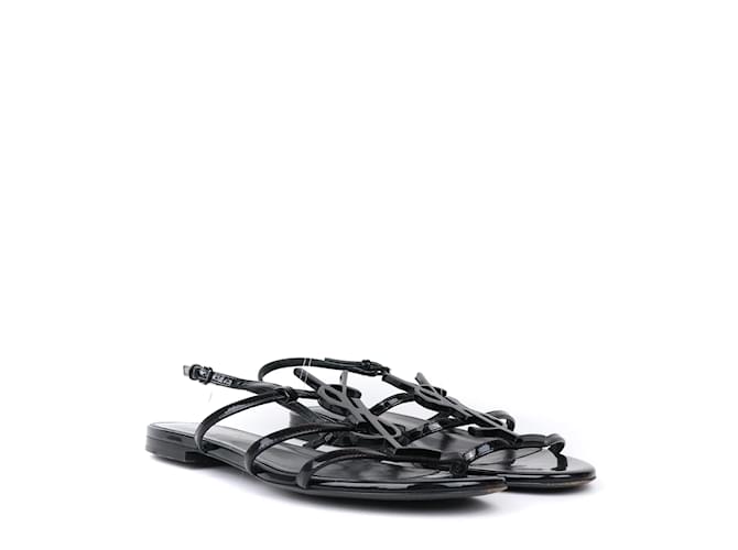 Saint Laurent Pre-Loved Tribute flat sandals for Women - Black in UAE |  Level Shoes