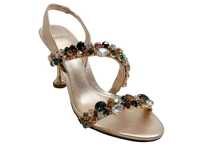Alexandre Birman Gold Multi Crystal Betina 85 Sandals Multiple colors Leather  ref.1016260