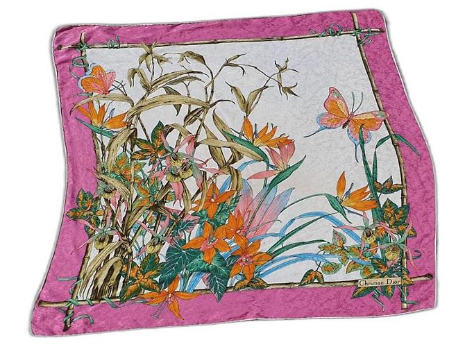 Autre Marque Lenço quadrado de seda rosa 80x80