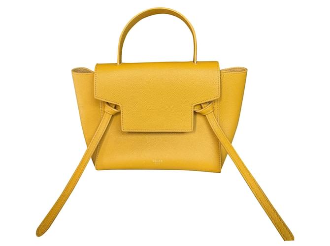 Céline Celine Mini Belt Bag em couro de bezerro amarelo  ref.1016334