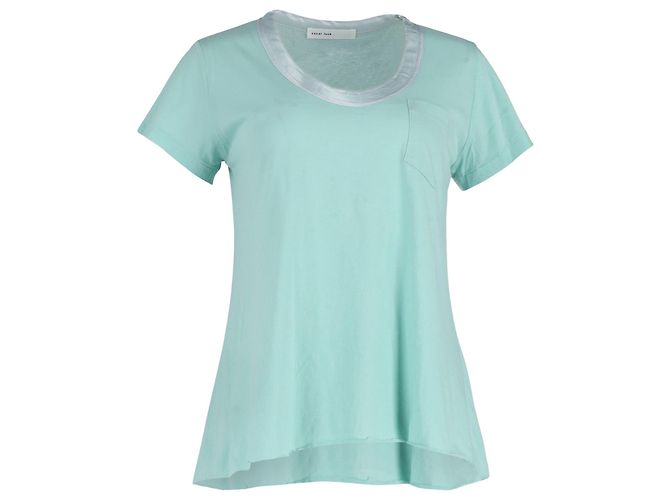 Camiseta Sacai Luck com Forro de Tule em Algodão Turquesa