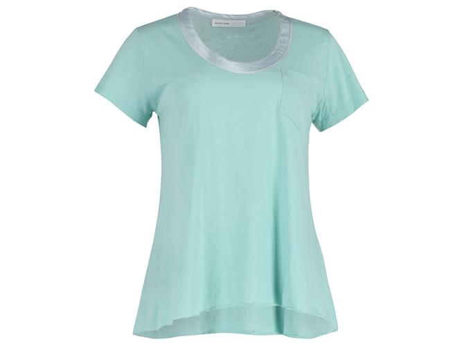 Sacai Luck Tulle-Lined T-shirt in Turquoise Cotton  ref.1016347