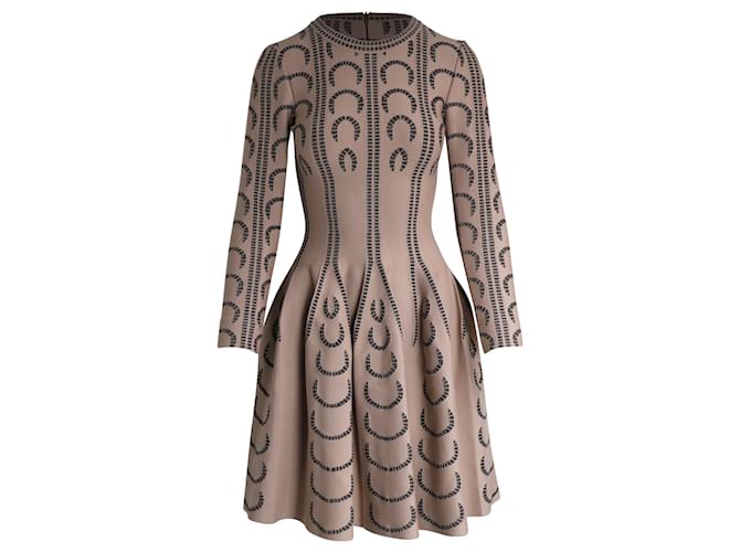 Alaïa Alaia Long Sleeve Mini Dress in Beige Wool  ref.1016352