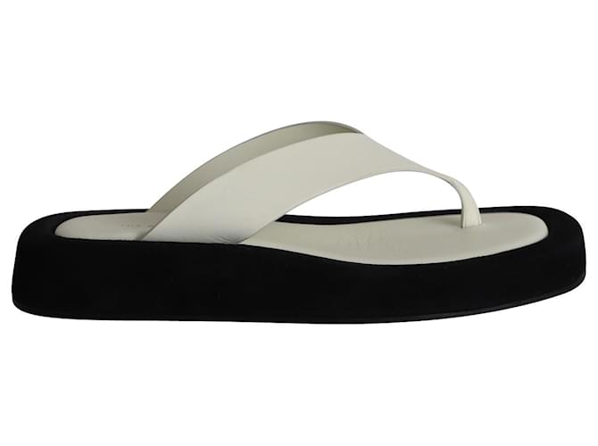 The Row Ginza Flip Flop Sandals in White Leather ref.1016361