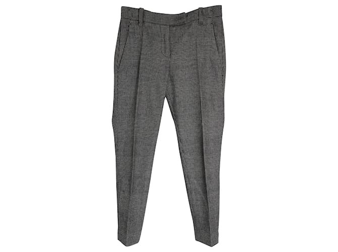 Brunello Cucinelli Prince of Wales Trousers in Grey Lana Vergine Wool  ref.1016366