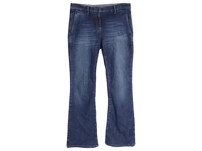 Brunello Cucinelli Boot-Cut-Jeans aus blauem Baumwolldenim Baumwolle  ref.1016368