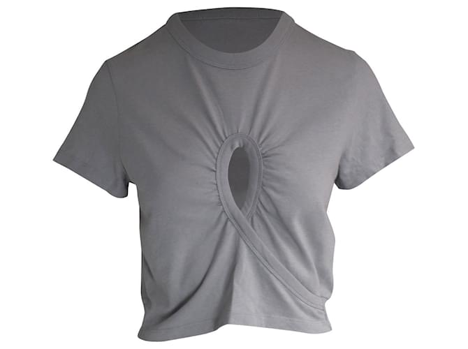 Alexander Wang T-Shirt mit Frontausschnitt aus grauer Baumwolle  ref.1016369