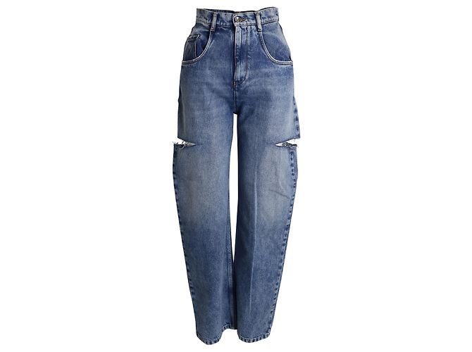 Maison Martin Margiela Maison Margiela Jeans com recorte lateral em jeans de algodão azul