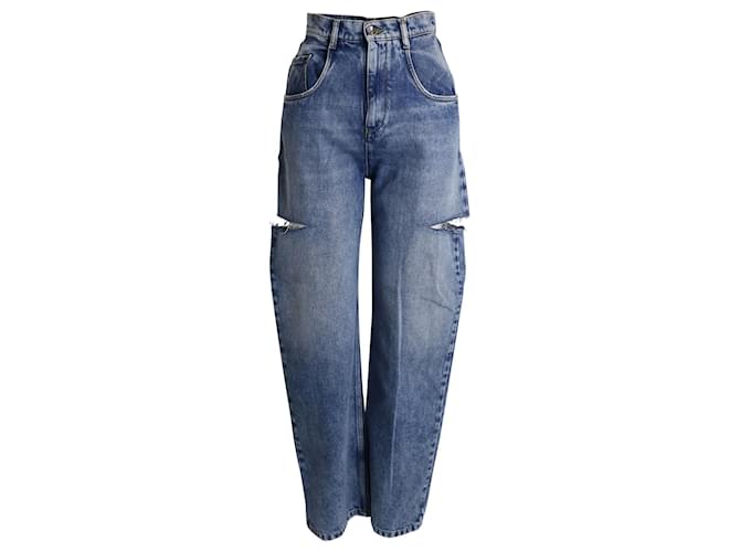 Maison Martin Margiela Maison Margiela Jeans com recorte lateral em jeans de algodão azul  ref.1016371