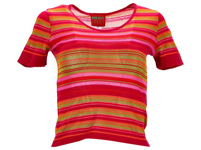 Kenzo Jungle Gestreiftes T-Shirt aus mehrfarbiger Baumwolle Mehrfarben  ref.1016377