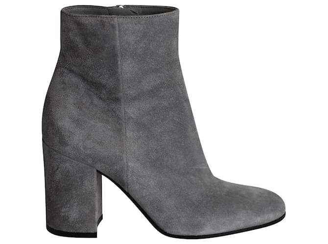 Gianvito Rossi Margaux Block-Heel Ankle Boots in Grey Suede  ref.1016566