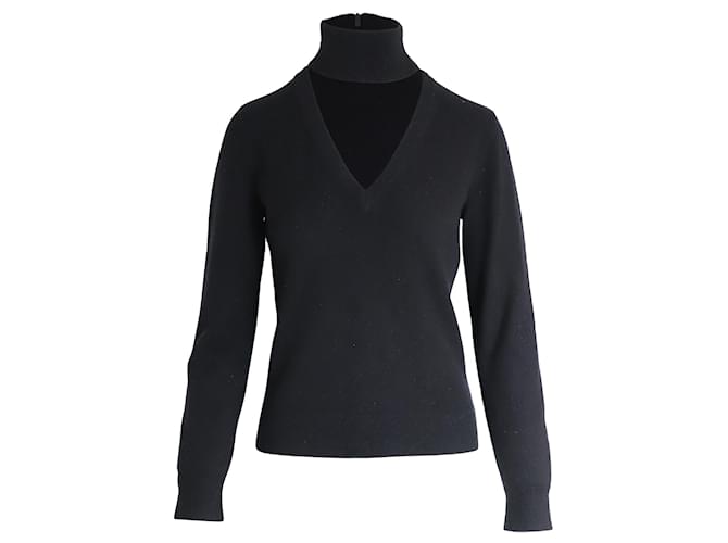 Michael Kors Turtleneck Cut-Out Top in Black Cashmere Wool  ref.1016593