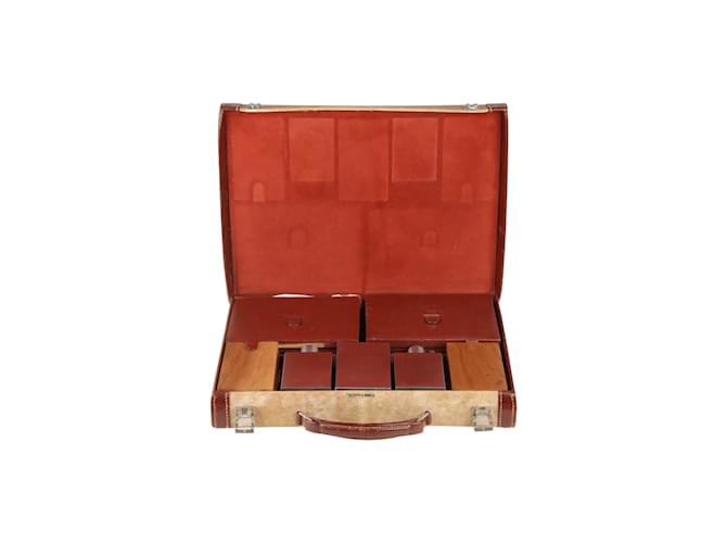 Trim Hermès Hermes Vintage Rare Travel Grooming Set con accesorios de tocador Beige Cuero  ref.1016613