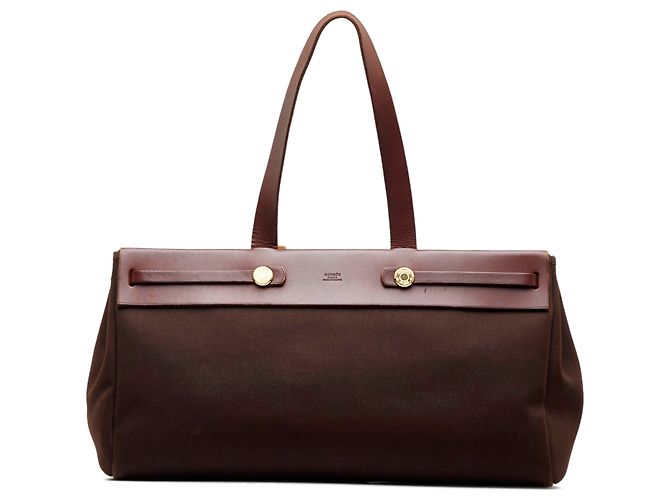 Hermès Hermes Marron Herbag Cabas MM Marron foncé