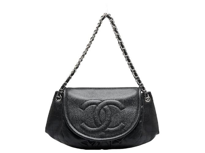 Chanel CC Caviar Half Moon Shoulder Bag Black Leather ref.1016853 - Joli  Closet