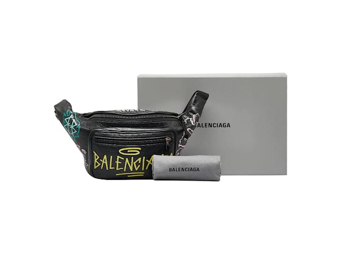 Balenciaga Graffiti Explore Leather Belt Bag 529550 Black Pony