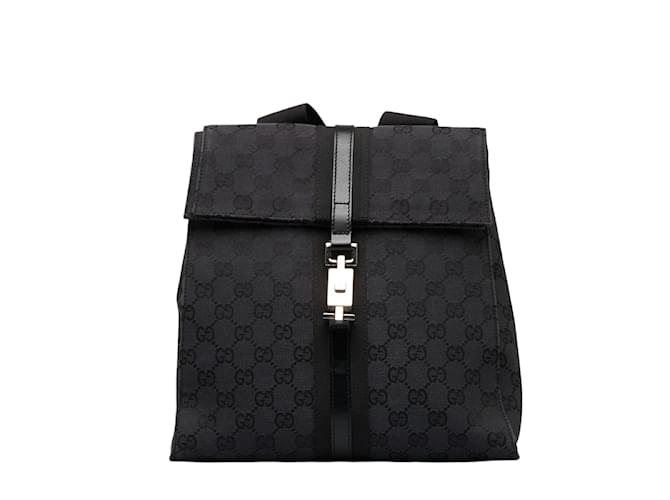 Black GG-canvas and leather backpack, Gucci