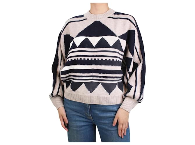 Ba&Sh Neutral geometric pattern jumper - size UK 8 Wool ref
