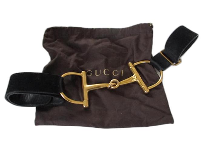 Gucci Ceinture cuir noir + mors, 75/80.  ref.1017054