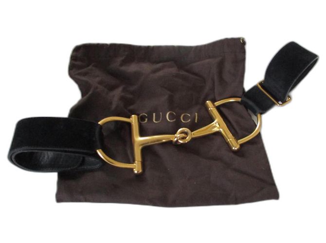 Gucci Schwarzer Ledergürtel + Gebiss, 75/80.