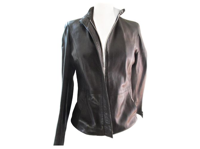 Autre Marque Schwarze Lammfelljacke, Taille 1.