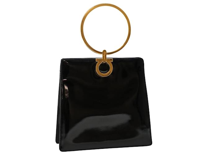 Salvatore Ferragamo Gancini Hand Bag Patent leather Black Auth 48749  ref.1017183