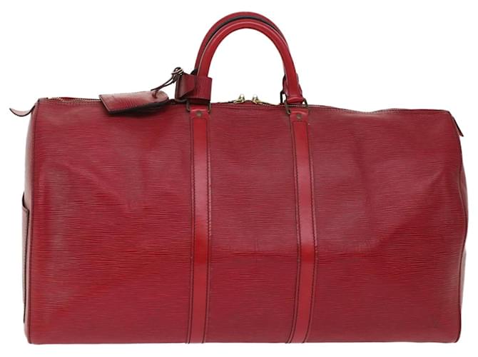 Louis Vuitton Epi Keepall 55 Boston Bag Red M42957 Autenticação de LV 48982 Vermelho Couro  ref.1017231