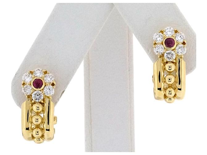 Boucles d'oreilles en or et diamants Christian Dior Or jaune Jaune  ref.1017286
