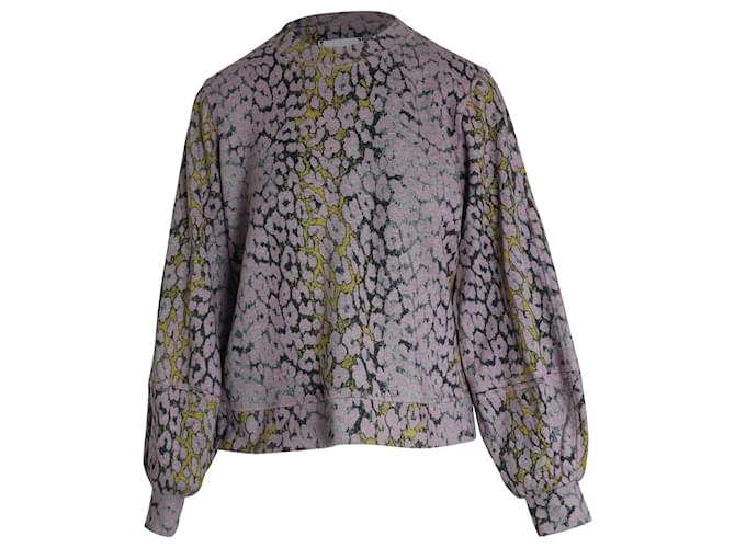 Ganni Isoli Metallic Sweatshirt In Animal Print Cotton  ref.1017539