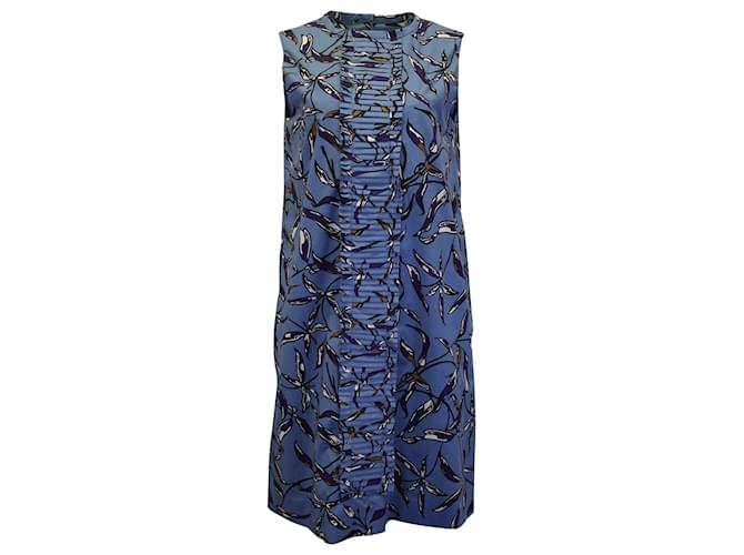 'S Max Mara Nola Sleeveless Printed Shift Dress in Blue Cotton  ref.1017548