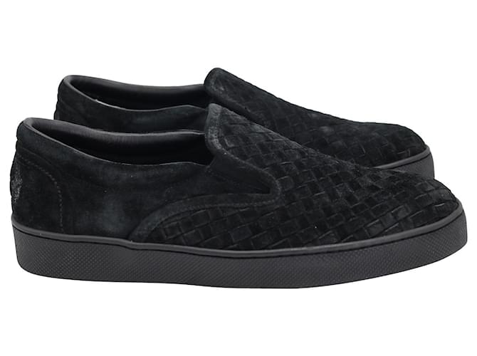 Sneakers Slip-On di Bottega Veneta Intrecciato in pelle scamosciata nera Nero Svezia  ref.1017620