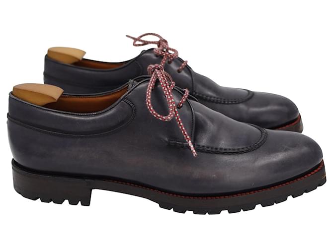 Berluti Lace-up Derby Shoes in Black Calfskin Leather Pony-style calfskin  ref.1017713