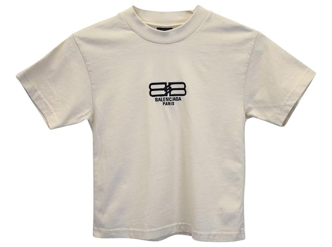 Balenciaga Kid's BB Paris Icon Camiseta em algodão bege  ref.1017730