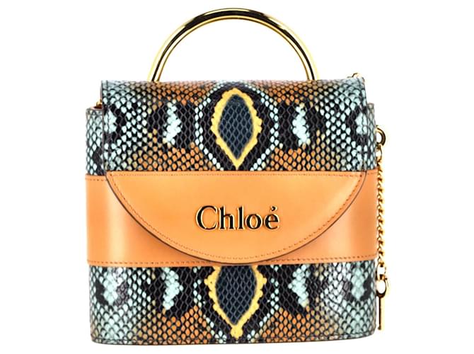Chloé Chloe Small Aby Python Effect Lock Bag in Multicolor calf leather Leather Multiple colors Pony-style calfskin  ref.1017745