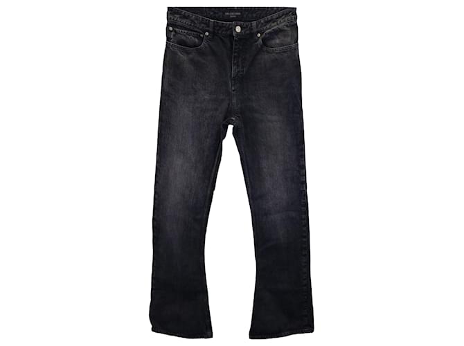 Calça jeans unissex Bootcut Balenciaga em algodão preto  ref.1017774