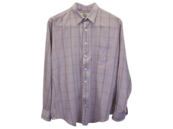 Camisa de vestir de manga larga a cuadros de algodón morado de Ami Paris  ref.1017779