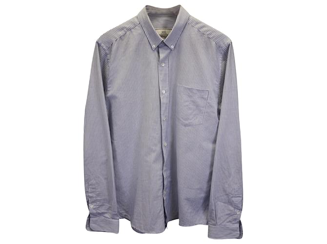Camicia elegante a maniche lunghe a righe Ami Paris in cotone blu e bianco  ref.1017786