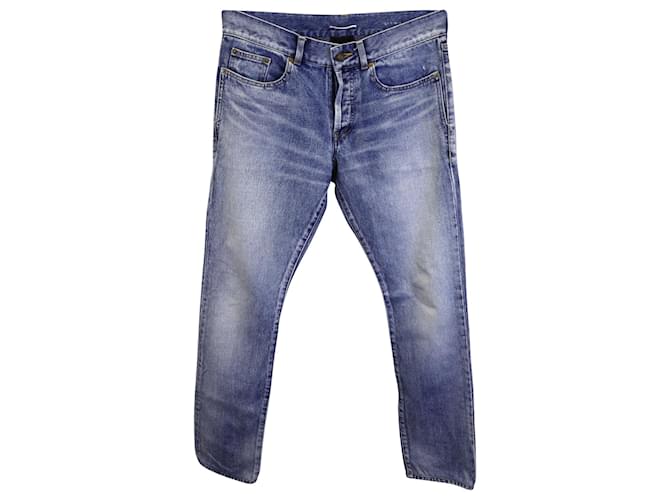 Saint Laurent Jeans Faded em Algodão Azul  ref.1017813