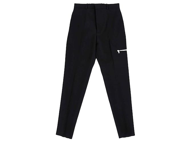 Jil Sander Pantalones de sastre con bolsillos con cremallera en lana negra Negro  ref.1017820