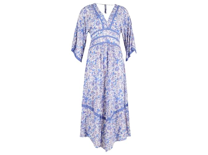 Ba&sh Baby Woven Midi Dress in Floral Print Viscose Blue Cellulose fibre  ref.1017821
