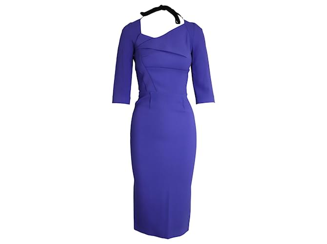 Roland Mouret Asymmetric Pleat Low Back Dress in Purple Viscose Cellulose fibre  ref.1017870